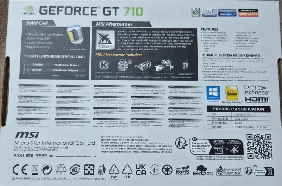 MSI GeForce GT 710 GRAPHICS CARD